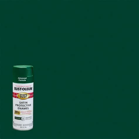 Rust Oleum Stops Rust Advanced Satin Hunter Green Protective Enamel Spray Paint 12 Oz