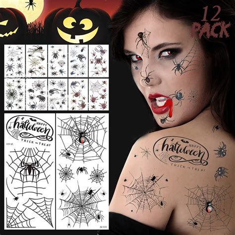 Buy Spiders Tattoos Stickers Temporary Halloween Spider Net Web Temp Stickers For Faceshoulder