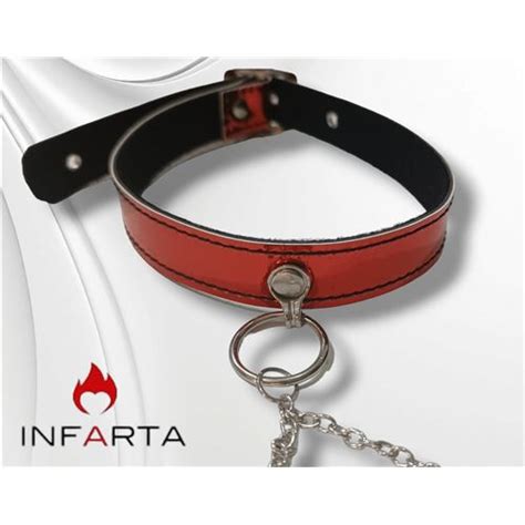 PEZONERAS DE CADENA CON COLLAR Y CORAZON ROJO Infarta Fetish Fetiche Pezoneras Sex Shop