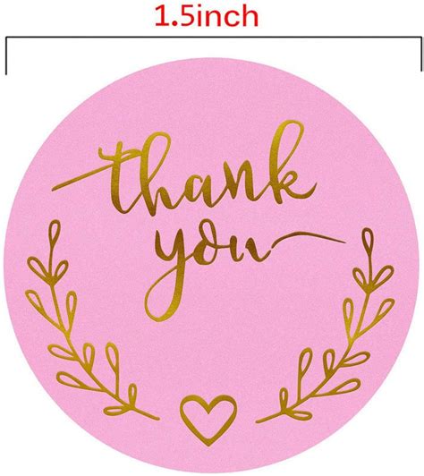 1 5 Thank You Stickers Pink With Gold Foil Print Free Etsy