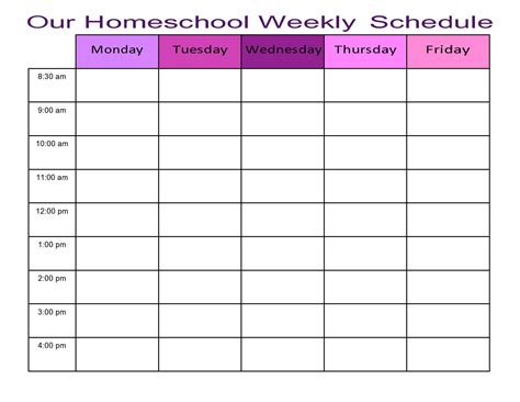 Visual Homeschool Schedule Printable