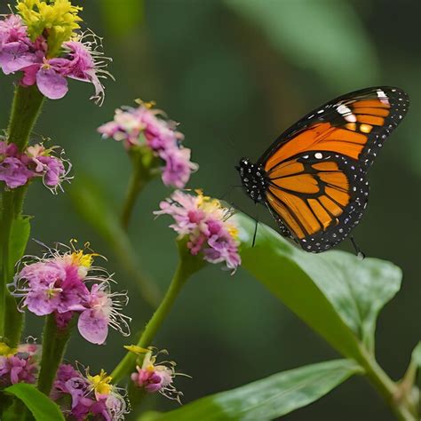 Una Mariposa Monarca Est En Una Flor En El Jard N Foto Premium