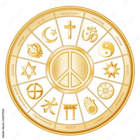 World Religions, International Peace Symbol, mandala, labels Stock ...