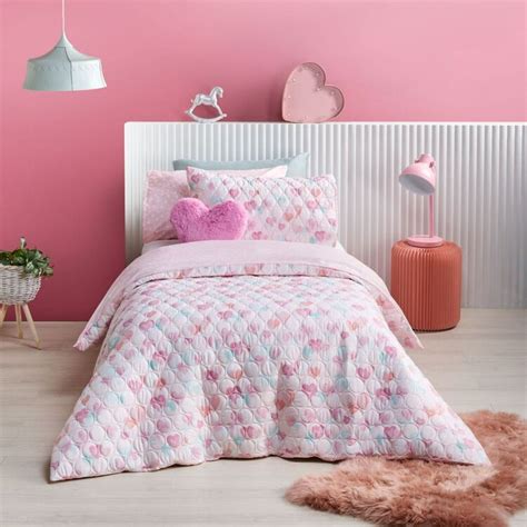 Koo Kids Soft Hearts Quilt Cover Set Pink