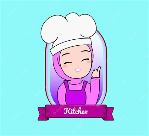 Premium Vector Cute Chef Girl In Uniform Character Holding A Turner Food Restaurant Logo