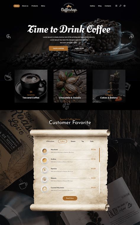 coffee shop web design behance