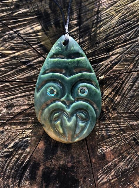 Pounamu Greenstone Nephrite Jade Tiki Maori Pendant Etsy