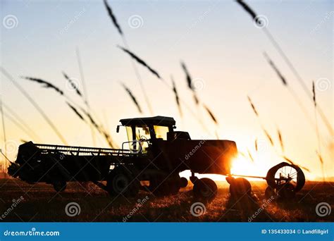 Combine Harvester Silhouette Stock Photo - Image of view, summer: 135433034