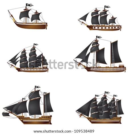 Old Pirate Ships Stock Vector Illustration 109538489 : Shutterstock