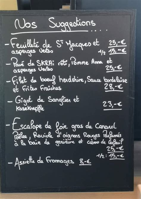 Menu Au A La Crois E Des Chemins Restaurant Eichhoffen Rte Du Hohwald