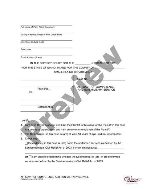 Affidavit Of Competency With Reference Us Legal Forms