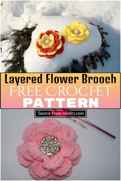 10 Free Crochet Flower Brooch Patterns