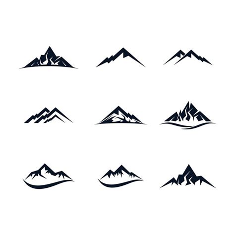 Black mountain icon set 830310 Vector Art at Vecteezy