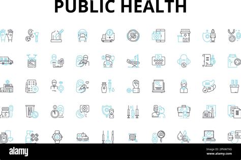 Public Health Linear Icons Set Epidemiology Outbreaks Vaccinations