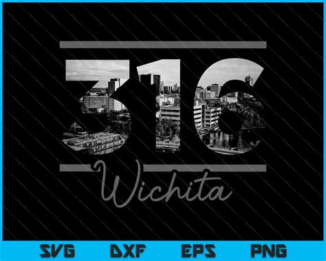 Wichita 316 Area Code Skyline Kansas Vintage Svg Png Cutting Files