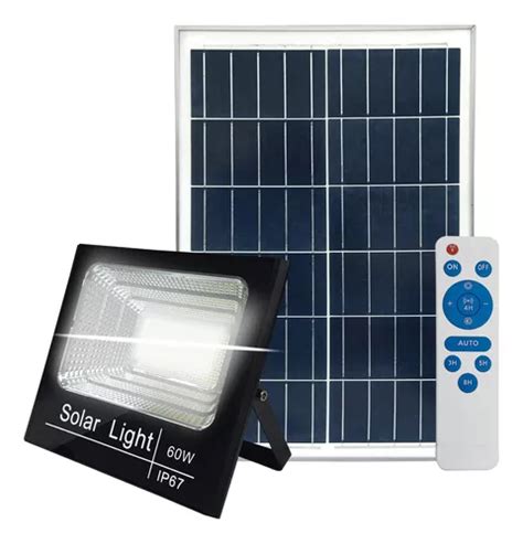 Reflector Led W Panel Solar Exterior Con Control Remoto Carcasa