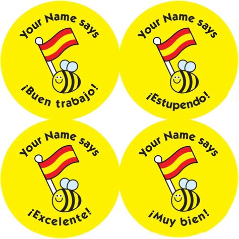 Personalised Spanish Curriculum Reward Stickers Your Name Says