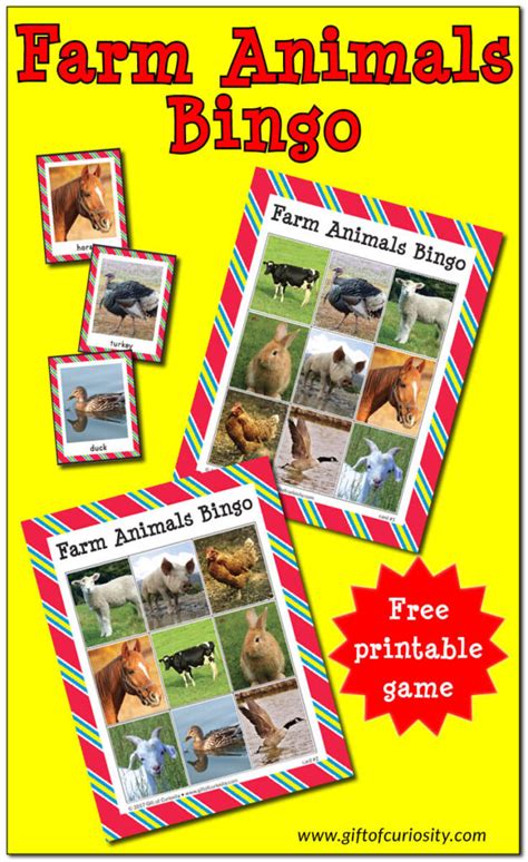 Farm Animals Bingo Free Printable T Of Curiosity