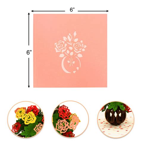 Colorful Rose Flowers Pop Up Card Cute Popup Make Every Moment Count