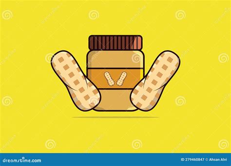 Peanut Butter Jar With Peanuts Vector Illustration Stock Vector