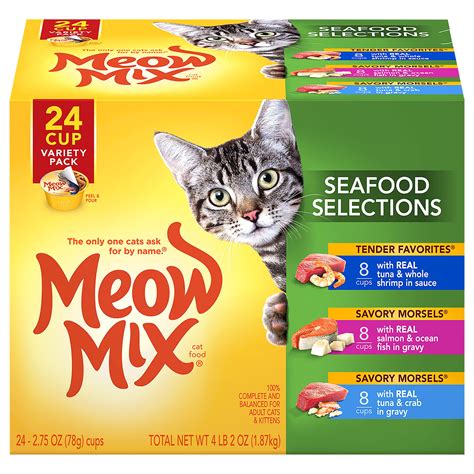 Meow Mix Seafood Selections Variety Pack Wet Cat Food 24 Cups