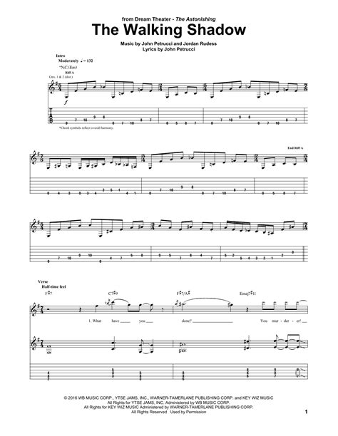 The Walking Shadow By Dream Theater Guitar Tab Guitar Instructor