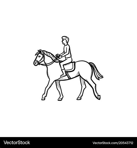 Man riding horse with saddle hand drawn icon Vector Image