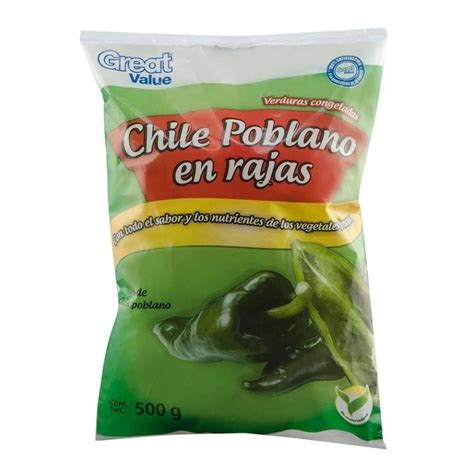 Chile Poblano Congelado Great Value 500 G Walmart