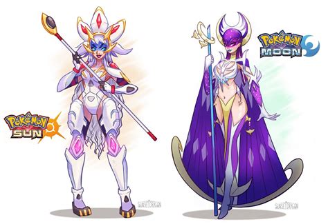 Lunala And Solgaleo Pokemon Sun And Moon Gijinka Designs By Sunset Dragon Pokemon Gijinka Pokemon