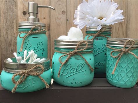 Mason Jar Bathroom Set Mason Jar Decor Bathroom Decor Bridal Shower