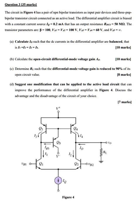 Solved Question Bimuks The Circuit In Figure Has Pair Of Npn Bipolar Transistors As Input Pair