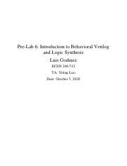 Pre Lab 6 Pdf Pre Lab 6 Introduction To Behavioral Verilog And Logic