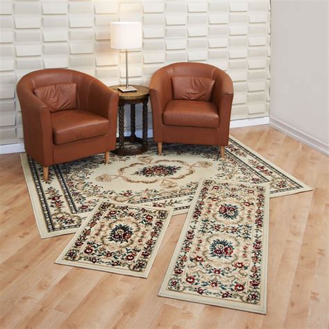 Lorraine Collection 3 Pc Area Rug Set Size: 5x7 Rug, 22"x59" Runner, 22 ...