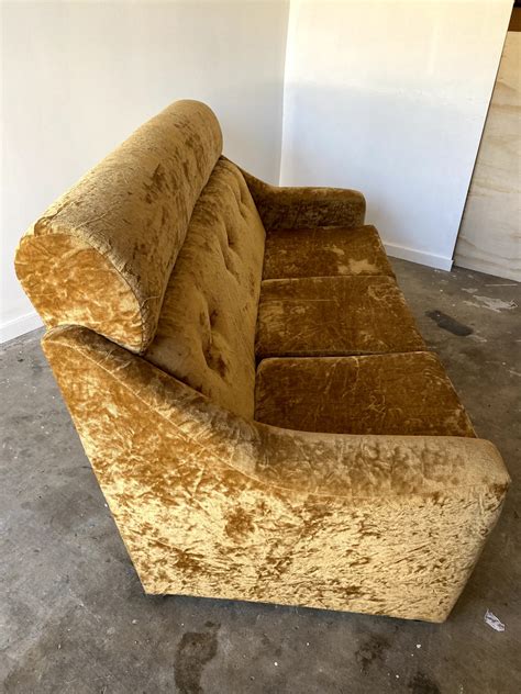 Retro Crushed Velvet Mustard Lounge Suite Sold Mid Century And Modern