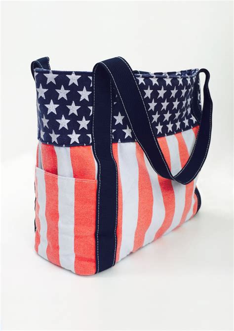 Canvas Tote Bag Vintage Flag Patriotic Stars Stripes USA