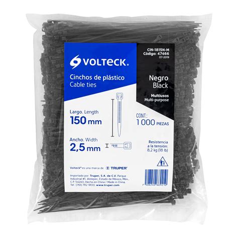 47466 CIN 1815N M TRUPER Volteck Bolsa con 1000 cinchos plásticos 18