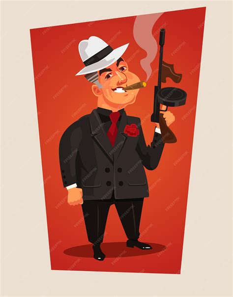 Premium Vector Armed Mafia Boss Character Cartoon Illustration