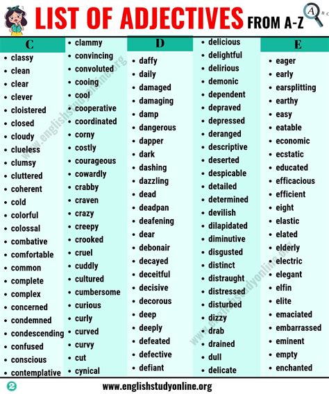 List Of Adjectives 1000 Adjectives From A To Z For ESL Learners