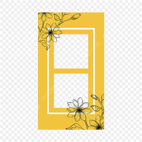 Yellow Floral Border PNG Image Line Floral Leaves Yellow Window