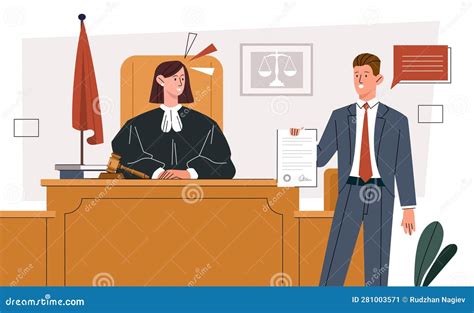 Lawyer With Certificate In Court Concept Stock Vector Illustration Of