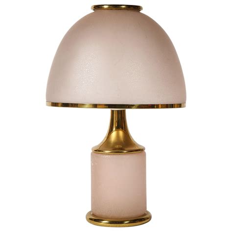 Vintage Glass Brass Large Pink Beige Lamp 1970 1980 Italy For Sale At 1stdibs Brass Lamp