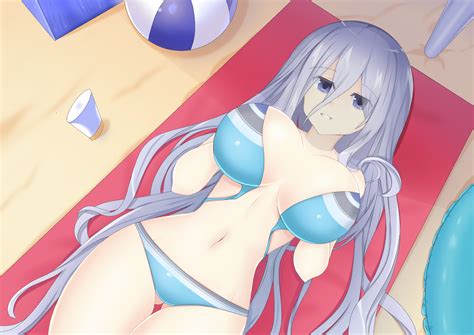 Rule 34 1girls Beach Big Breasts Bikini Breasts Date A Live Female Only Grey Hair Kuro1tanaka