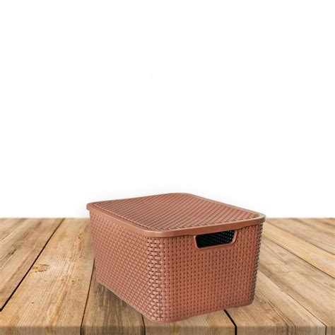 Kit Caixas Organizadoras Rattan Tampa Marrom Litros