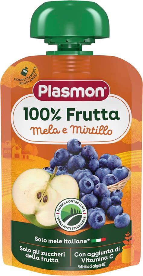 Plasmon Frutta Mela E Mirtillo G Pouch Con Aggiunta Di Vitamina