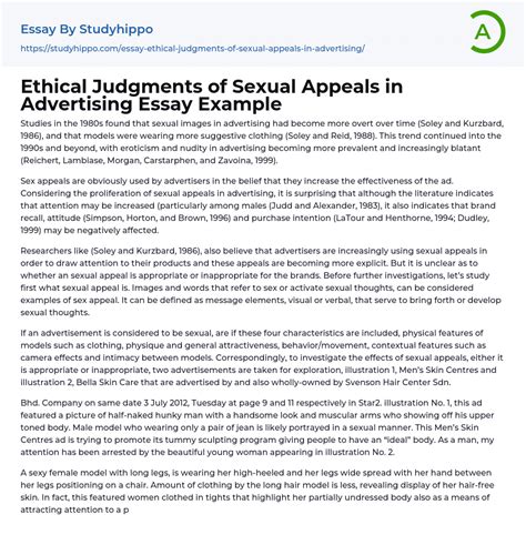 Ethical Judgments Of Sexual Appeals In Advertising Essay Example