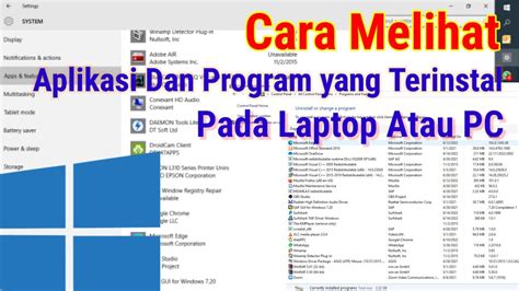 Cara Melihat Aplikasi Dan Program Yang Terinstal Di Laptop Atau PC