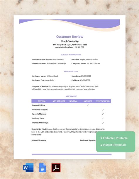 Customer Review Template in Word, Google Docs - Download | Template.net