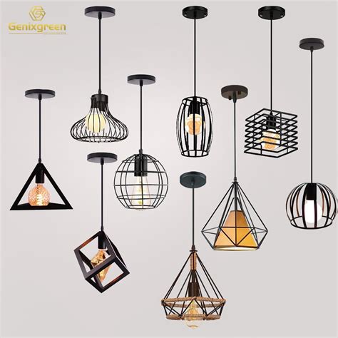 Retro Industrial Luz Pingente Nordic Preto Gaiola De Metal Lumin Rias