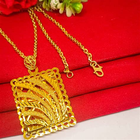 Jual Kalung Liontin Cm Berlapis Emas K Gold Persegi Panjang Emas