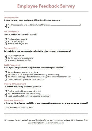 Employee Feedback Survey printable, Customizable & Editable - Etsy